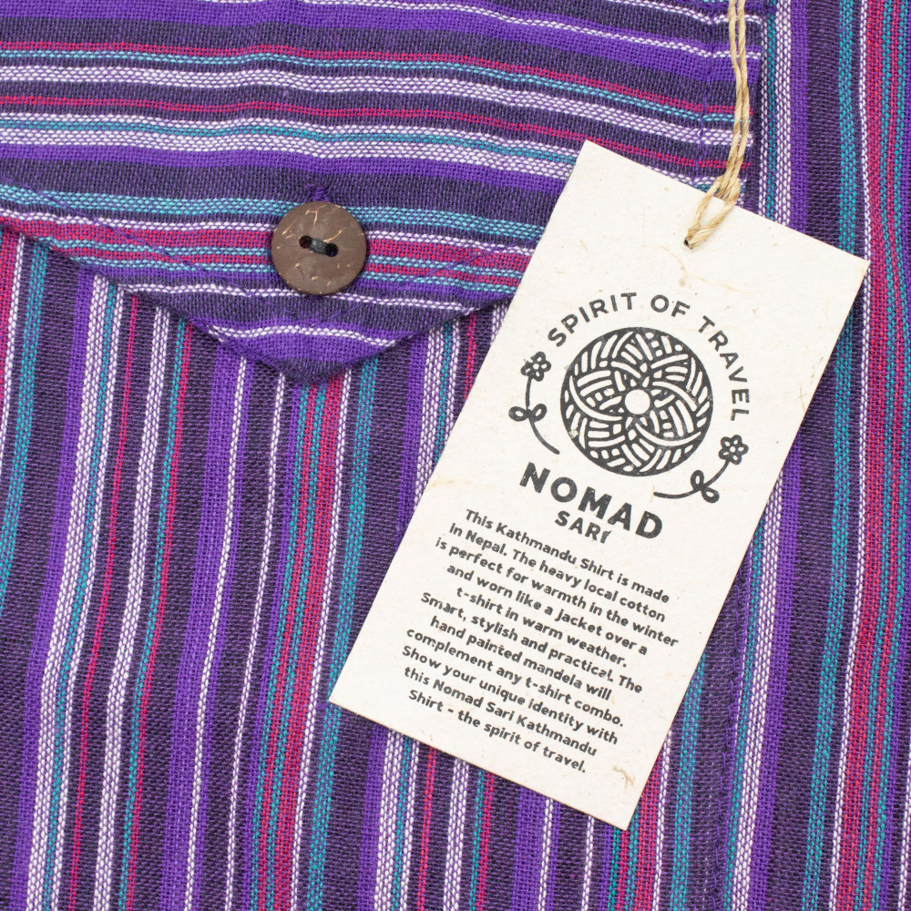 Chemise de grand-père Nomad Sari - Noir et violet - Taille moyenne