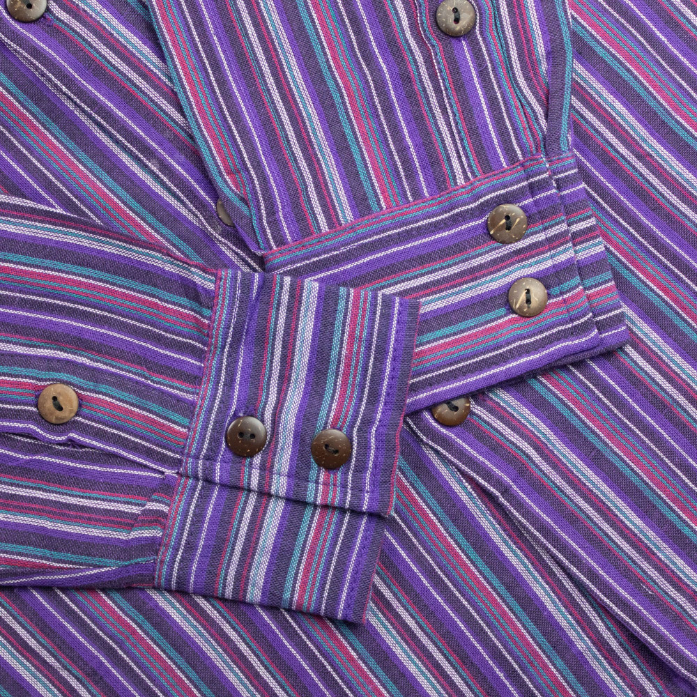 Chemise de grand-père Nomad Sari - Noir et violet - Taille moyenne