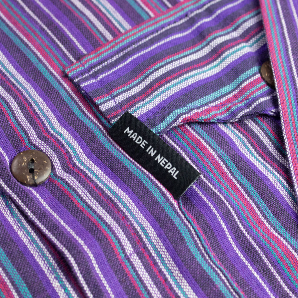 Chemise de grand-père Nomad Sari - Noir et violet - Taille moyenne