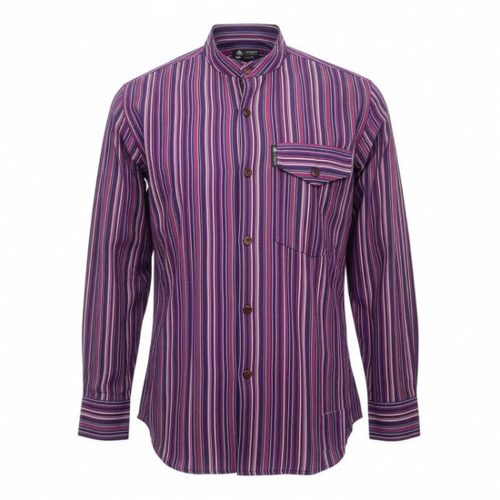 Chemise de grand-père Nomad Sari - Noir et violet - Grande