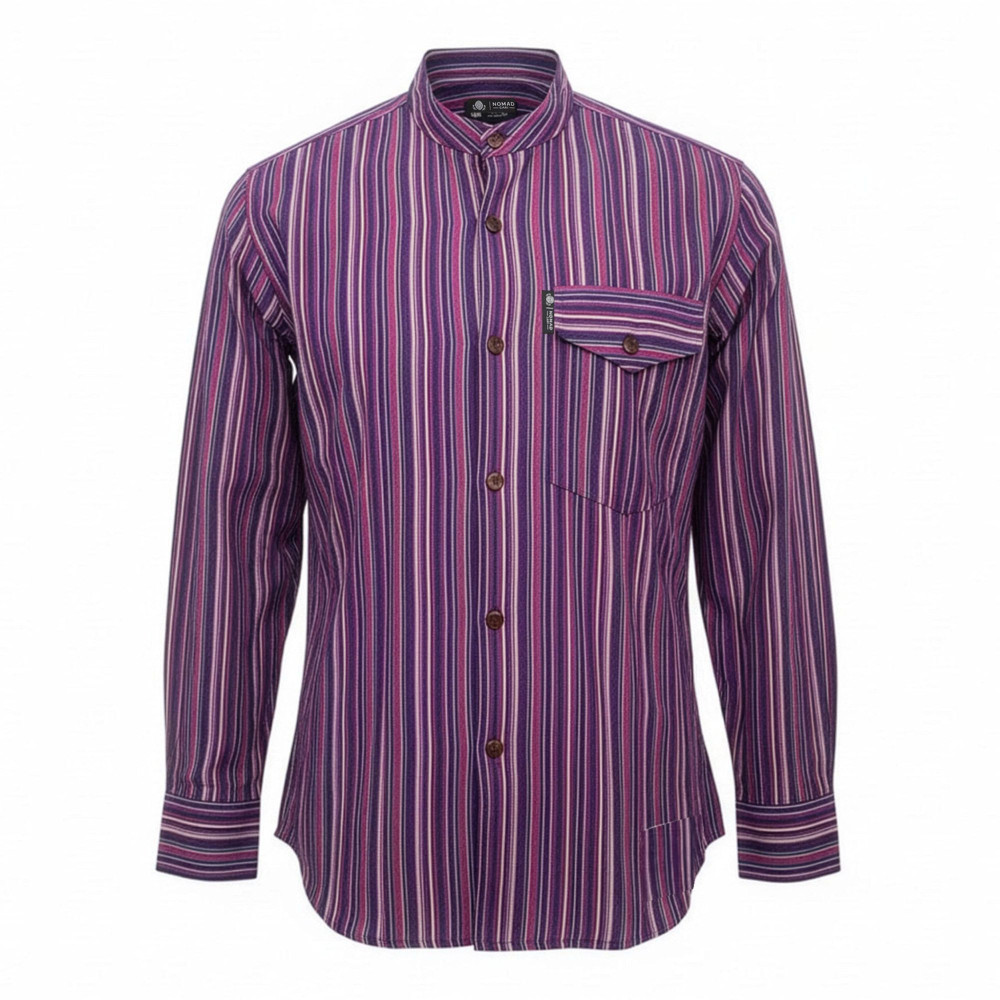 Chemise de grand-père Nomad Sari - Noir et violet - Grande