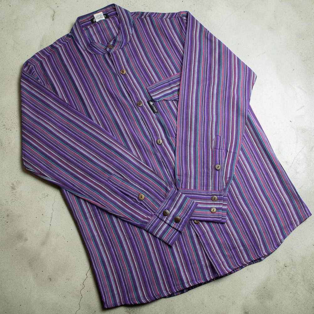 Chemise de grand-père Nomad Sari - Noir et violet - Grande
