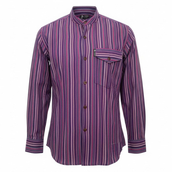 Chemise de grand-père Nomad Sari - Noir et violet - XL