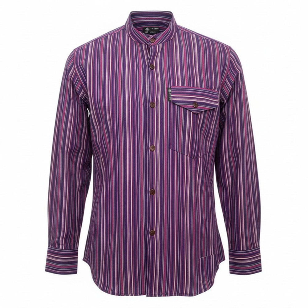 Chemise de grand-père Nomad Sari - Noir et violet - XL