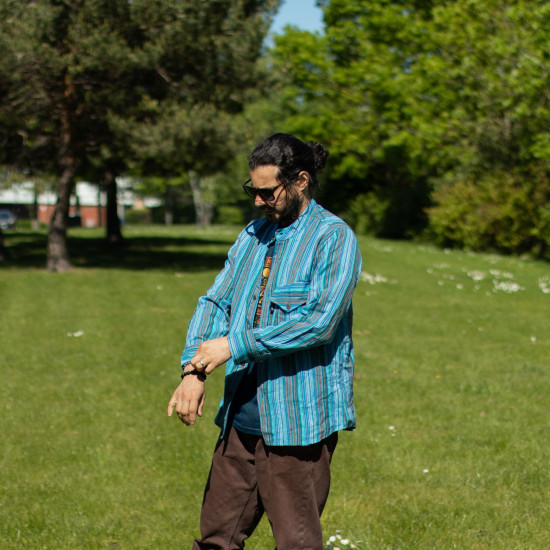 Chemise de grand-père Nomad Sari - Turquoise - Grande