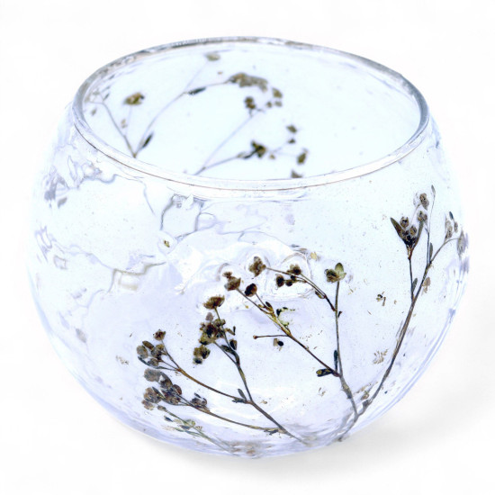 Verre à motif floral naturel - Bougeoir bol - Margarita - (8x10cm)