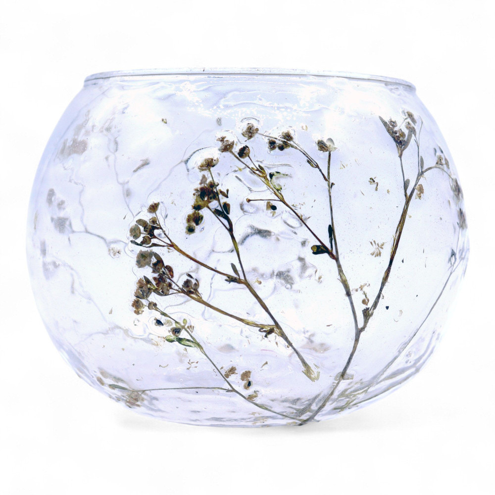 Verre à motif floral naturel - Bougeoir bol - Margarita - (8x10cm)