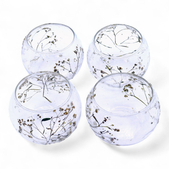 Verre à motif floral naturel - Bougeoir bol - Margarita - (8x10cm)