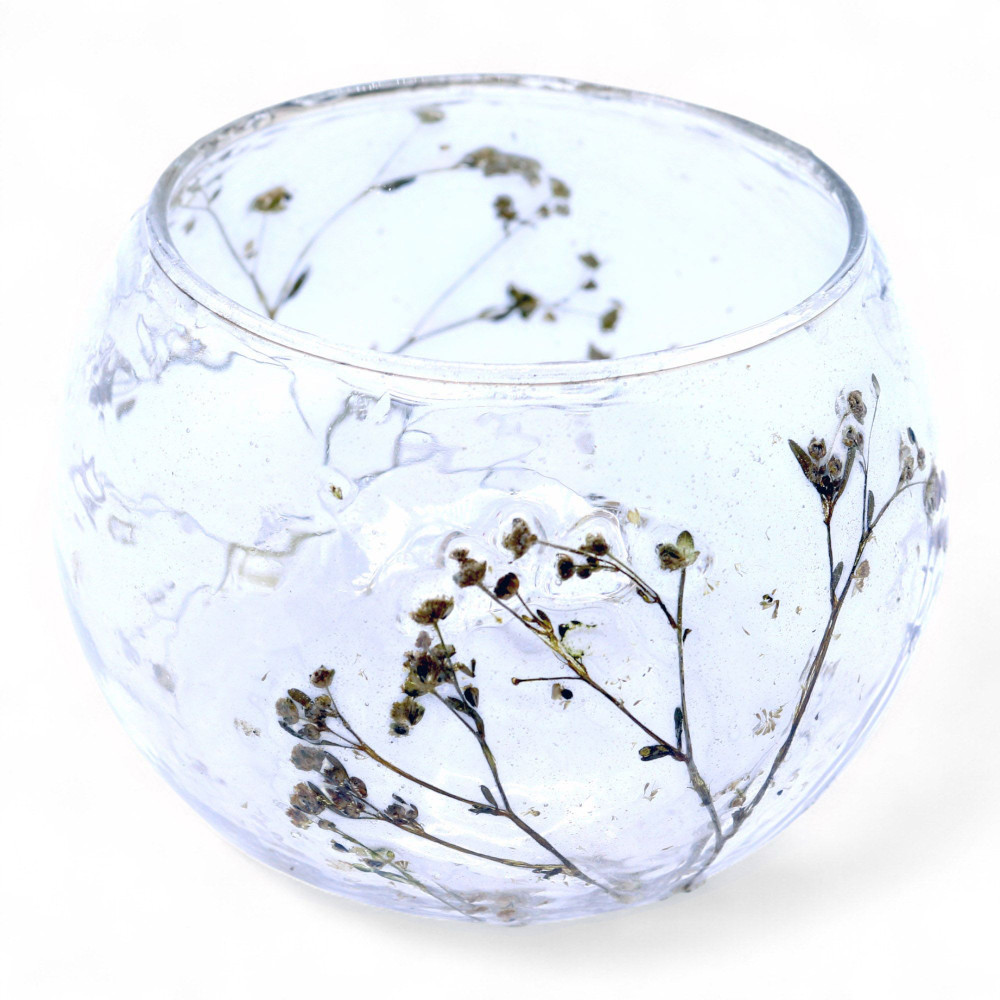 Verre à motif floral naturel - Bougeoir bol - Margarita - (8x10cm)