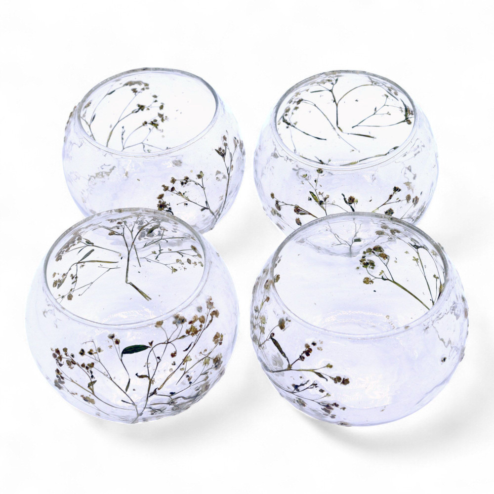 Verre à motif floral naturel - Bougeoir bol - Margarita - (8x10cm)