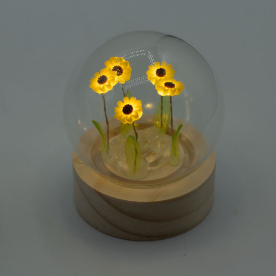 Dôme de jardin lumineux à fleurs - 5 tournesols - LED à piles