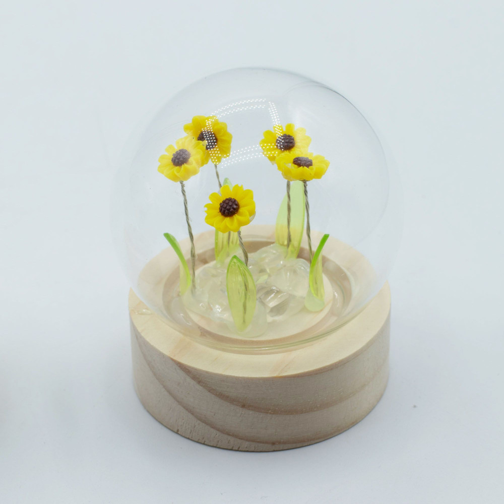 Dôme de jardin lumineux à fleurs - 5 tournesols - LED à piles