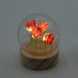 Dôme de jardin lumineux à fleurs - 5 roses rouges - LED à piles