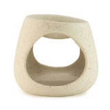 Brûleur d'huile Zen en céramique - Galet rond - Blanc cassé moucheté