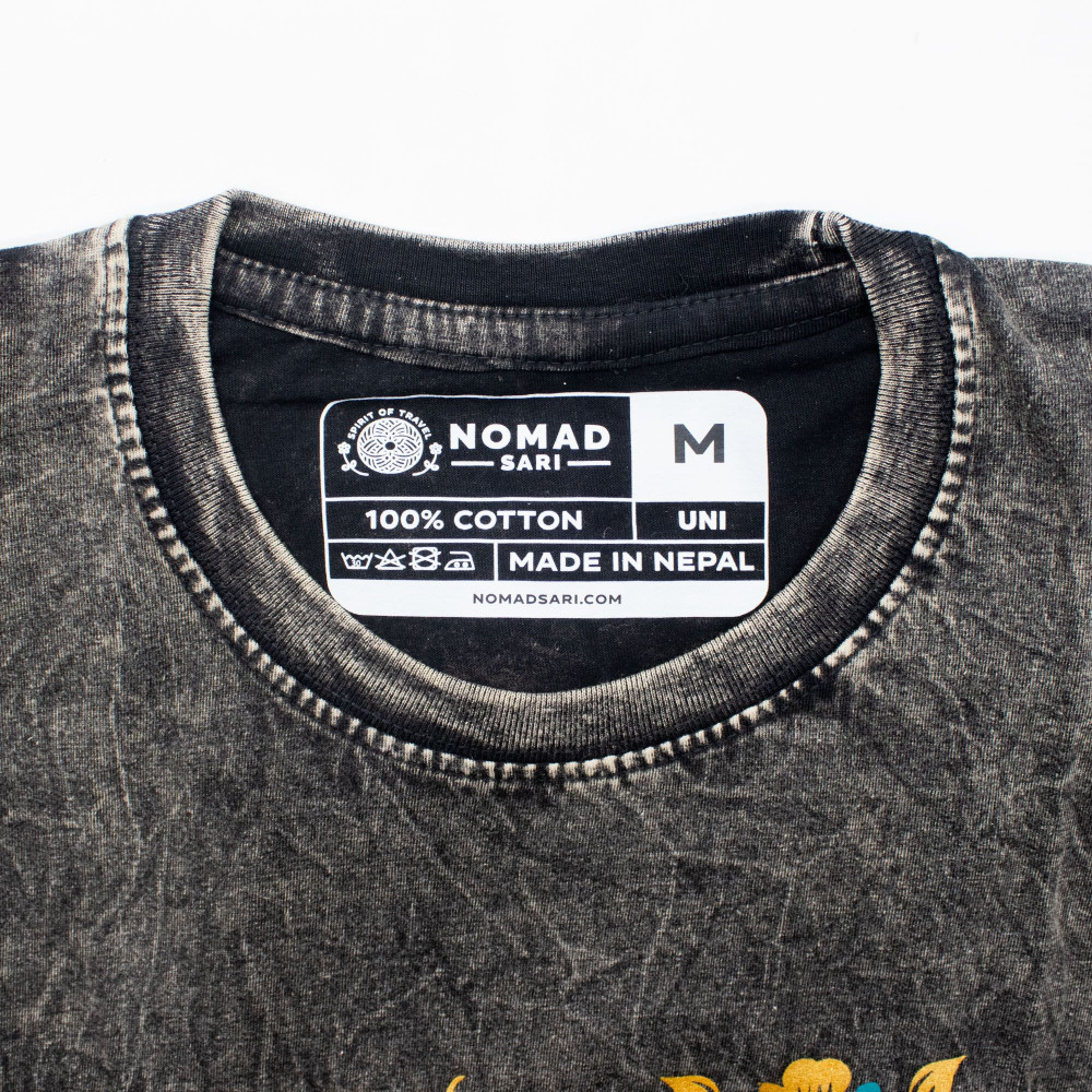 T-shirt en coton délavé Nomad Sari - Boussole de la Vie - Gris anthracite - Taille M
