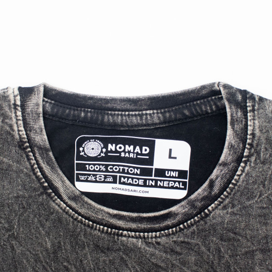 T-shirt en coton délavé Nomad Sari - Boussole de la Vie - Gris anthracite - Taille L