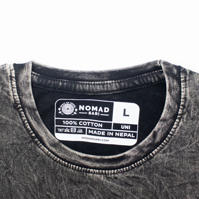 T-shirt en coton délavé Nomad Sari - Boussole de la Vie - Gris anthracite - Taille L
