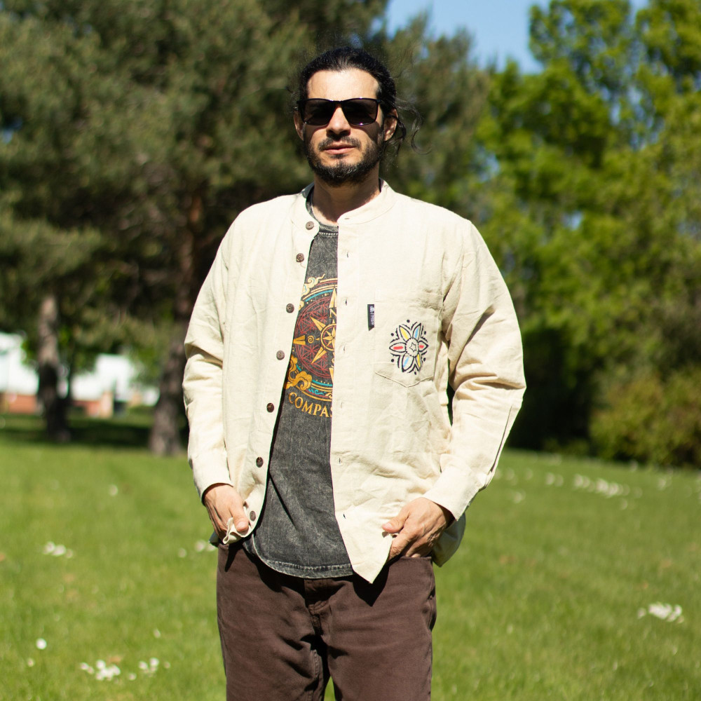 T-shirt en coton délavé Nomad Sari - Boussole de la Vie - Gris anthracite - Taille L