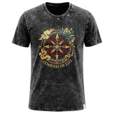 T-shirt en coton délavé Nomad Sari - Boussole de la Vie - Gris anthracite - XL