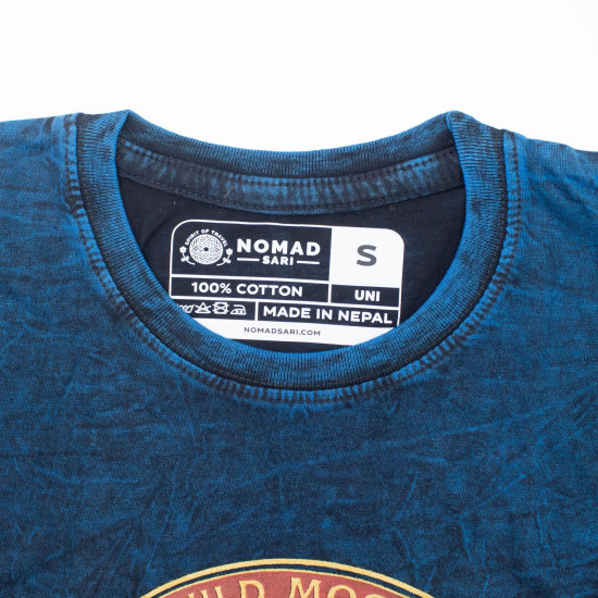 T-shirt en coton délavé Nomad Sari - Stay Wild Moon Child - Bleu - Taille S