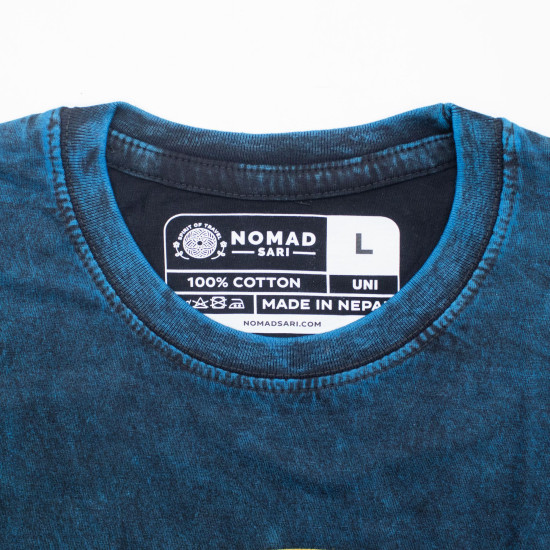 T-shirt en coton délavé Nomad Sari - Stay Wild Moon Child - Bleu - L