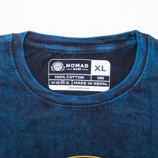 T-shirt en coton délavé Nomad Sari - Stay Wild Moon Child - Bleu - XL