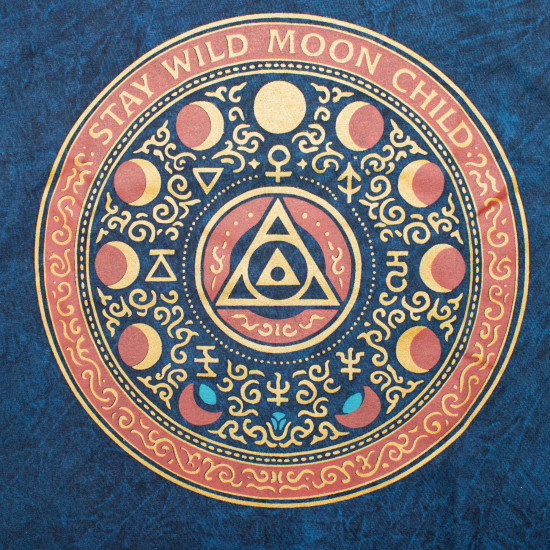 T-shirt en coton délavé Nomad Sari - Stay Wild Moon Child - Bleu - XL