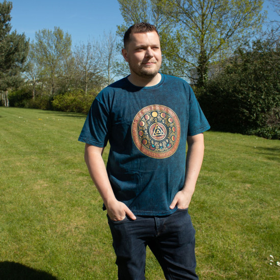 T-shirt en coton délavé Nomad Sari - Stay Wild Moon Child - Bleu - XL