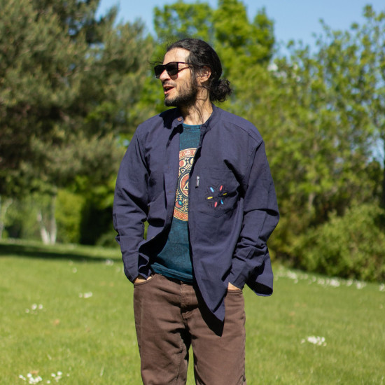 T-shirt en coton délavé Nomad Sari - Stay Wild Moon Child - Bleu - XL