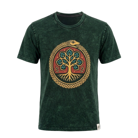 T-shirt en coton délavé Nomad Sari - Arbre de Vie - Vert - Taille S