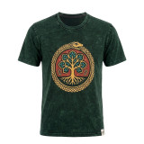 T-shirt en coton délavé Nomad Sari - Arbre de Vie - Vert - Taille S