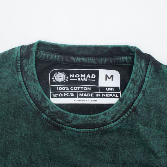 T-shirt en coton délavé Nomad Sari - Arbre de Vie - Vert - Taille M