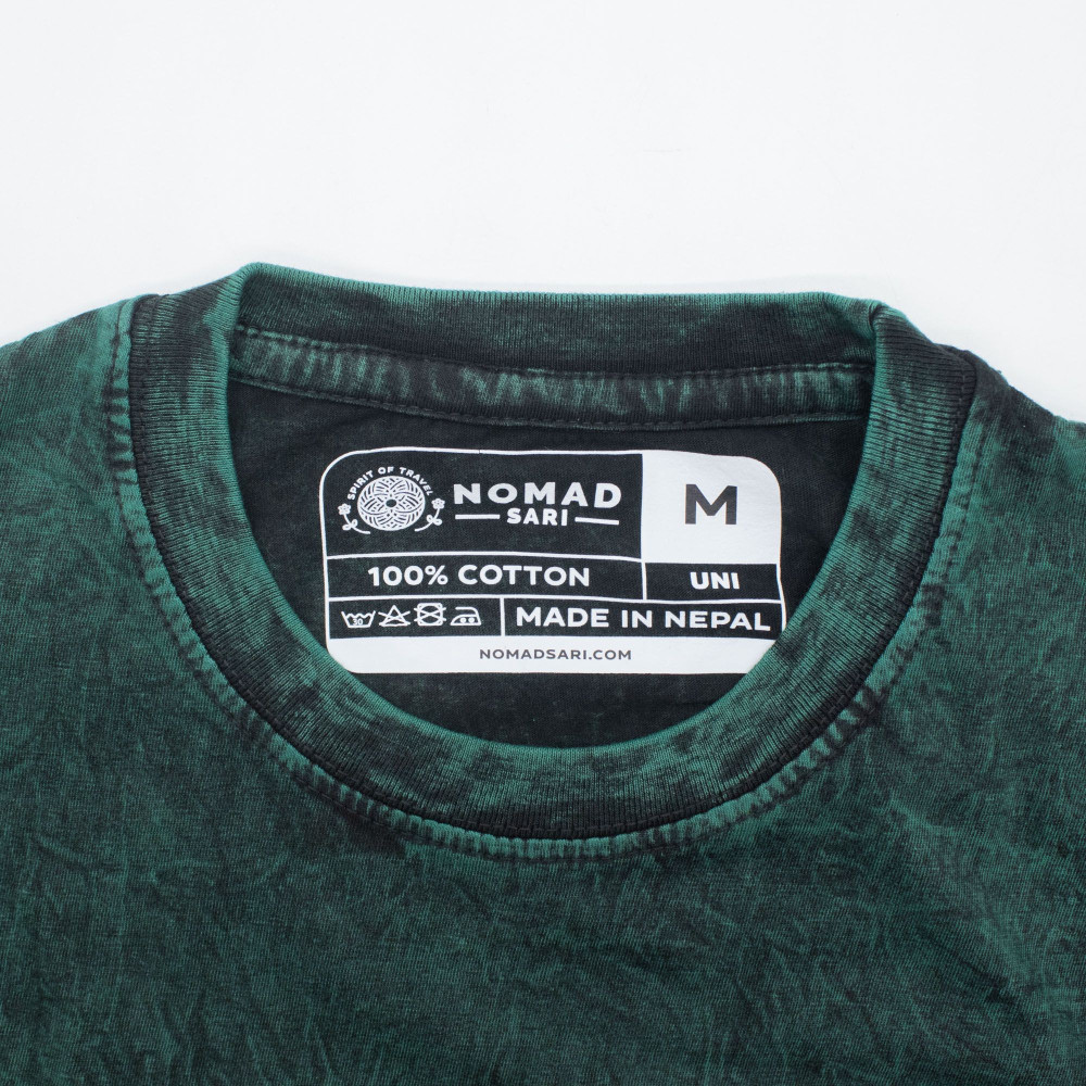 T-shirt en coton délavé Nomad Sari - Arbre de Vie - Vert - Taille M