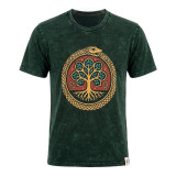 T-shirt en coton délavé Nomad Sari - Arbre de Vie - Vert - Taille M