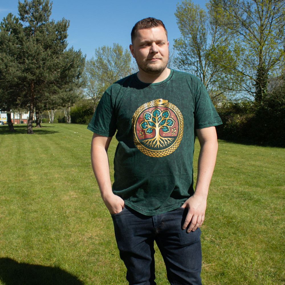 T-shirt en coton délavé Nomad Sari - Arbre de Vie - Vert - XL