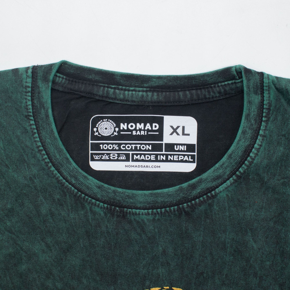 T-shirt en coton délavé Nomad Sari - Arbre de Vie - Vert - XL