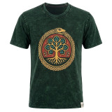 T-shirt en coton délavé Nomad Sari - Arbre de Vie - Vert - XL