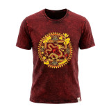 T-shirt Nomad Sari en coton délavé - Mandala Dragon - Bordeaux - Taille S