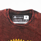 T-shirt Nomad Sari en coton délavé - Mandala Dragon - Bordeaux - Taille S