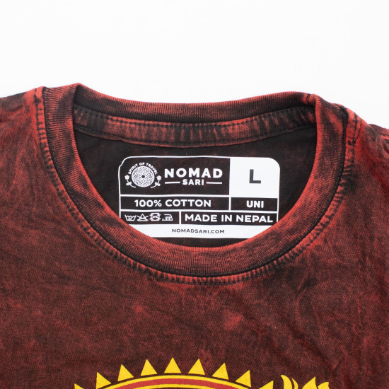 T-shirt en coton délavé Nomad Sari - Mandala Dragon - Bordeaux - Taille M