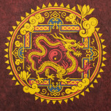 T-shirt en coton délavé Nomad Sari - Mandala Dragon - Bordeaux - Taille M