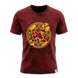 T-shirt en coton délavé Nomad Sari - Mandala Dragon - Bordeaux - Taille M