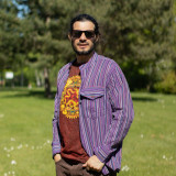 T-shirt en coton délavé Nomad Sari - Mandala Dragon - Bordeaux - Taille M