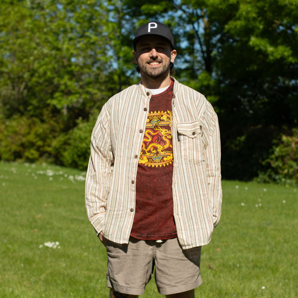 T-shirt en coton délavé Nomad Sari - Mandala Dragon - Bordeaux - Taille M