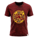 T-shirt Nomad Sari en coton délavé - Mandala Dragon - Bordeaux - L