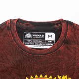 T-shirt Nomad Sari en coton délavé - Mandala Dragon - Bordeaux - L