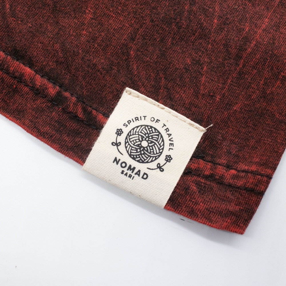 T-shirt Nomad Sari en coton délavé - Mandala Dragon - Bordeaux - L