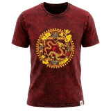T-shirt Nomad Sari en coton délavé - Mandala Dragon - Bordeaux - XL