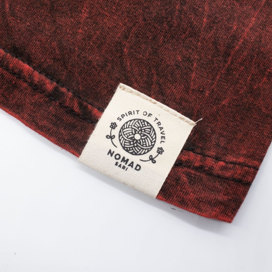 T-shirt Nomad Sari en coton délavé - Mandala Dragon - Bordeaux - XL