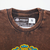T-shirt Nomad Sari en coton délavé - Soleil et Zodiaque - Marron - Taille S